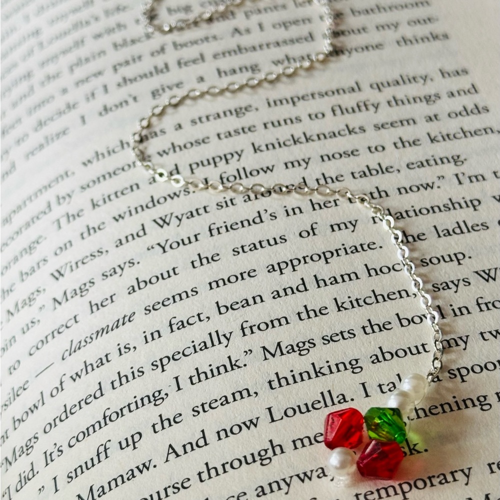 Handmade Dainty Summer Cherry Silver Chain Bookmark